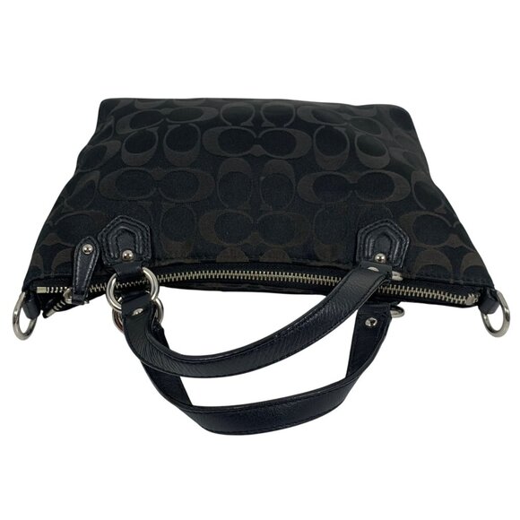 COACH Soho Black Jacquard Signature Logo Leather Trim Hand Bag NO STRAP or TAG - Picture 7 of 12
